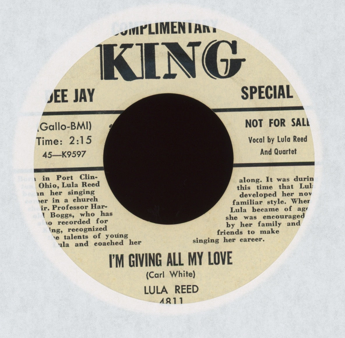 Lula Reed - Why Don't You Come On Home / I'm Giving All My Love on King Promo Doo Wop Blues R&B 45