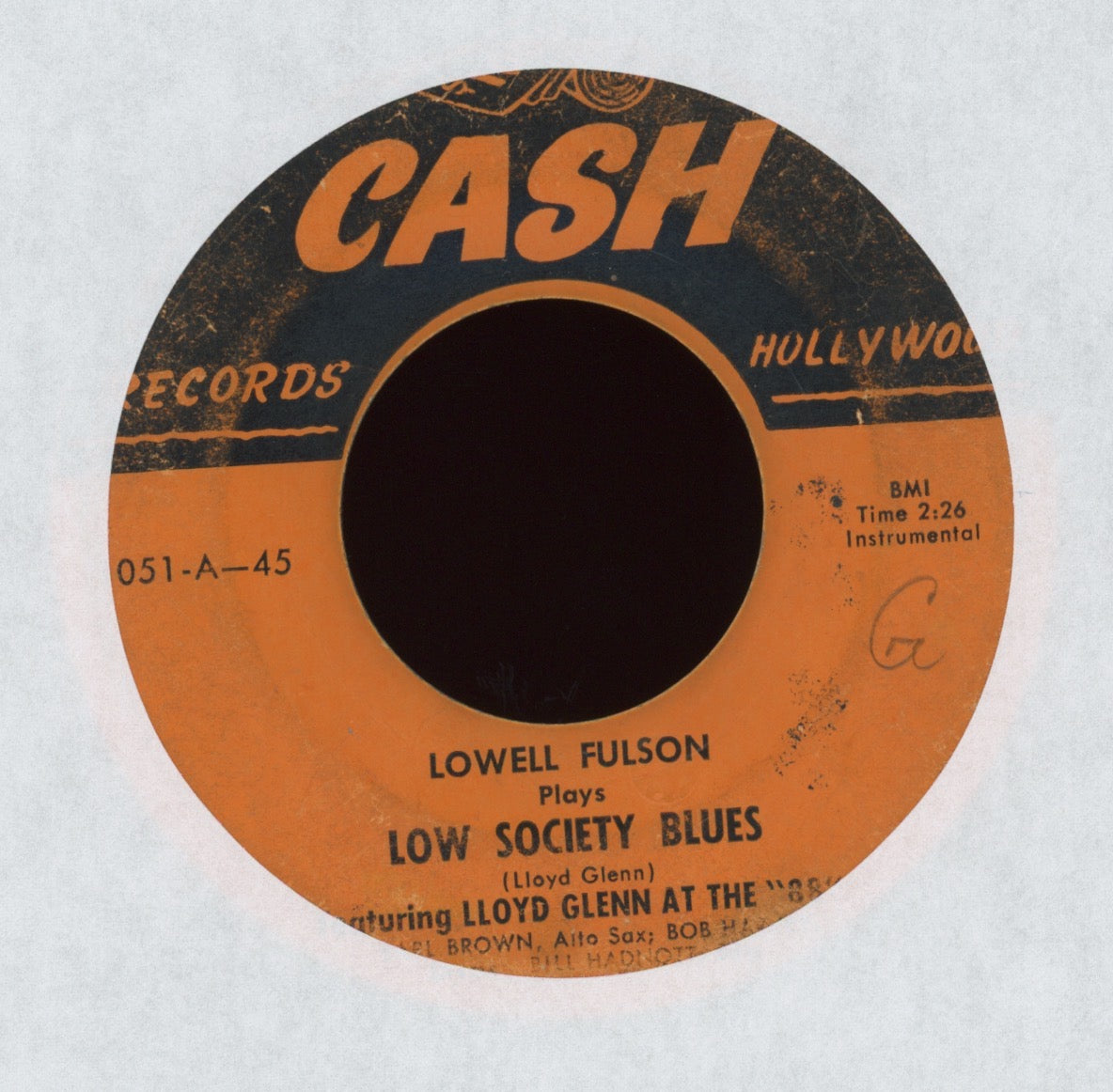 Lowell Fulson - Blue Shadows / Low Society Blues on Cash Records Blues 45