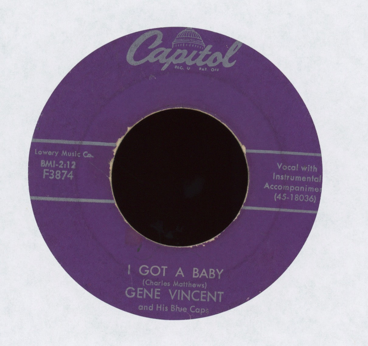 Gene Vincent & His Blue Caps - I Got A Baby / Walkin' Home From School on Columbia Rockabilly 45