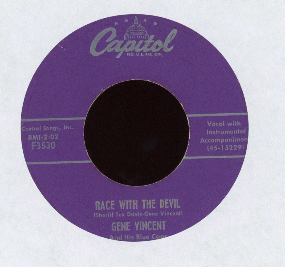 Gene Vincent & His Blue Caps - Race With The Devil / Gonna Back Up Baby on Capitol Rockabilly 45