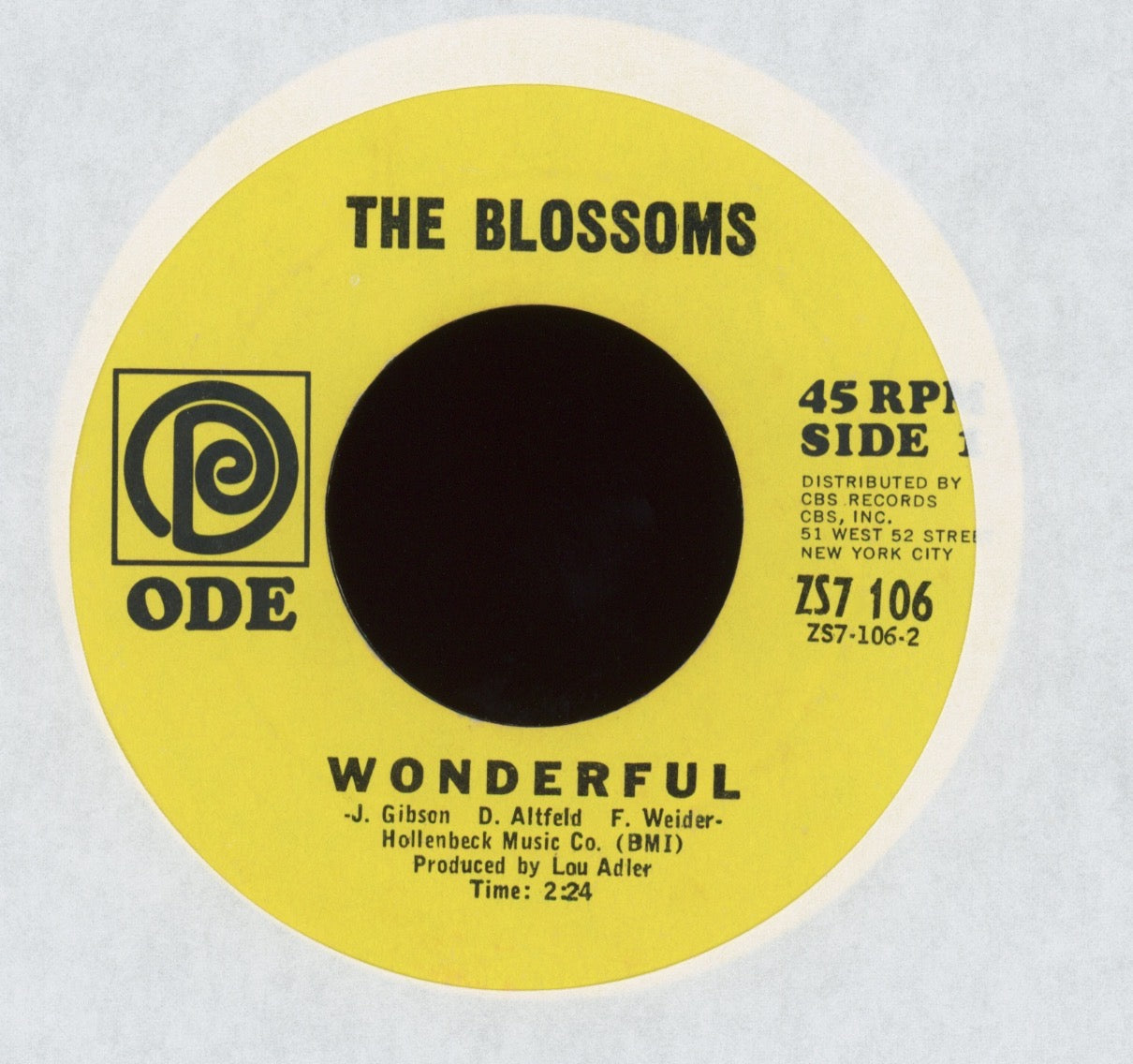 The Blossoms - Wonderful / Stoney End on Ode Northern Soul 45