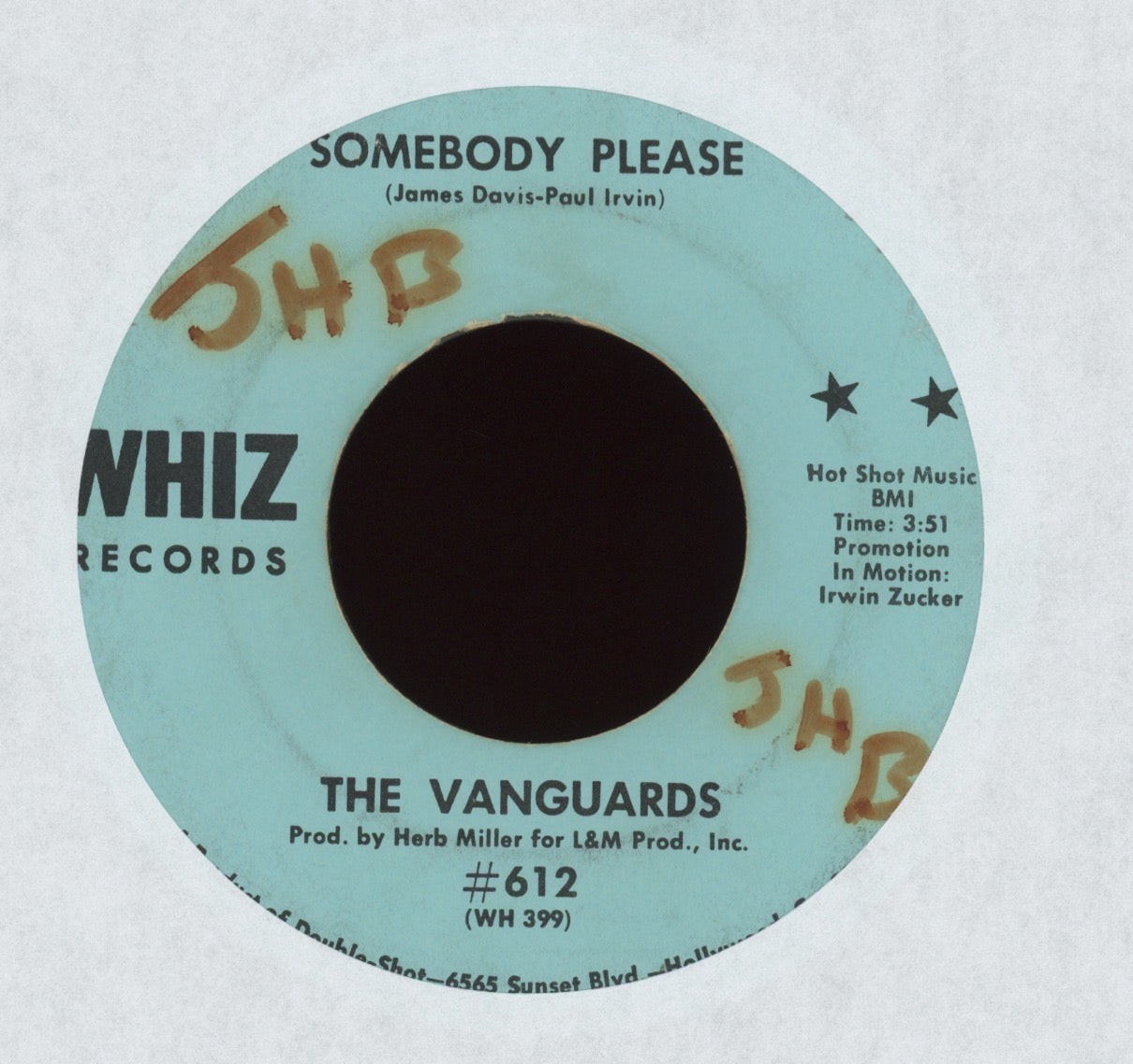 The Vanguards - Somebody Please / I Can't Use You Girl on Whiz Sweet Soul 45