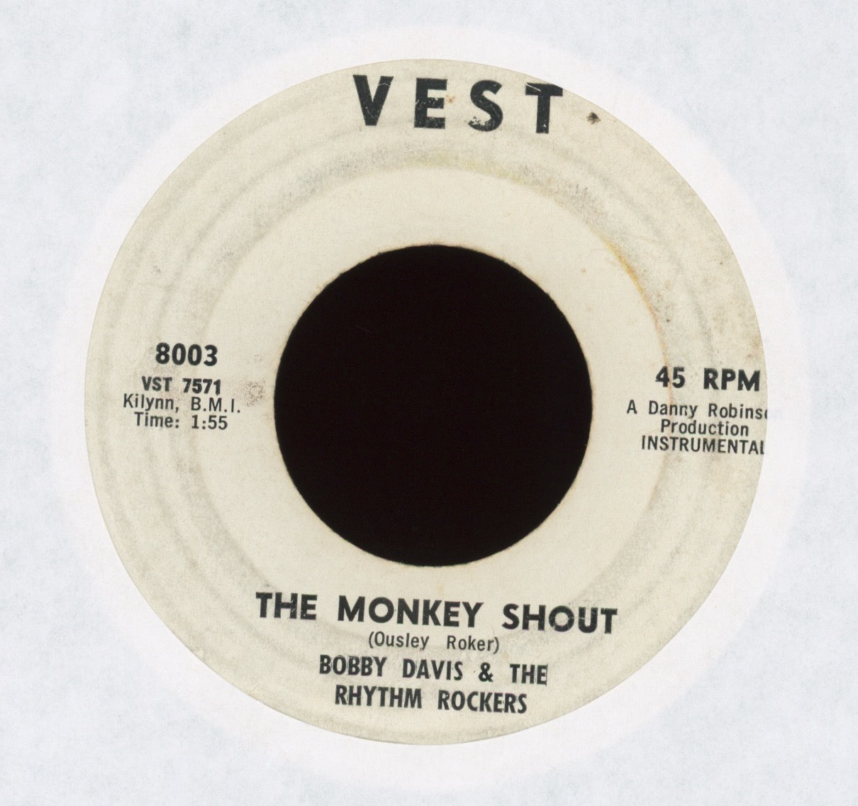 Bobby Davis & The Rhythm Rockers - The Monkey Shout / Get Wit It on Vest Mod R&B 45