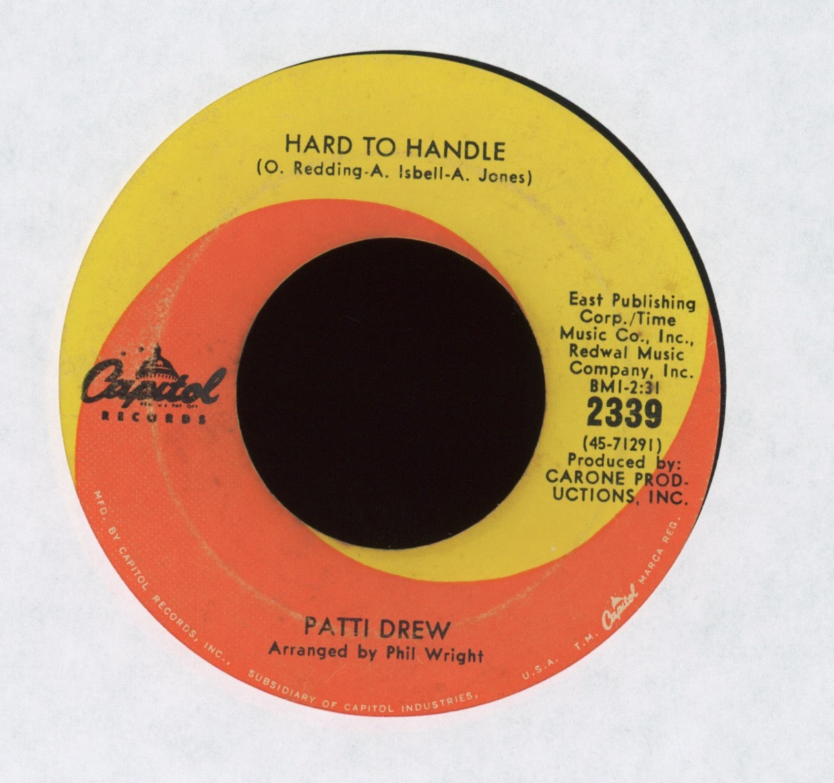 Patti Drew - Hard To Handle on Capitol Funk 45