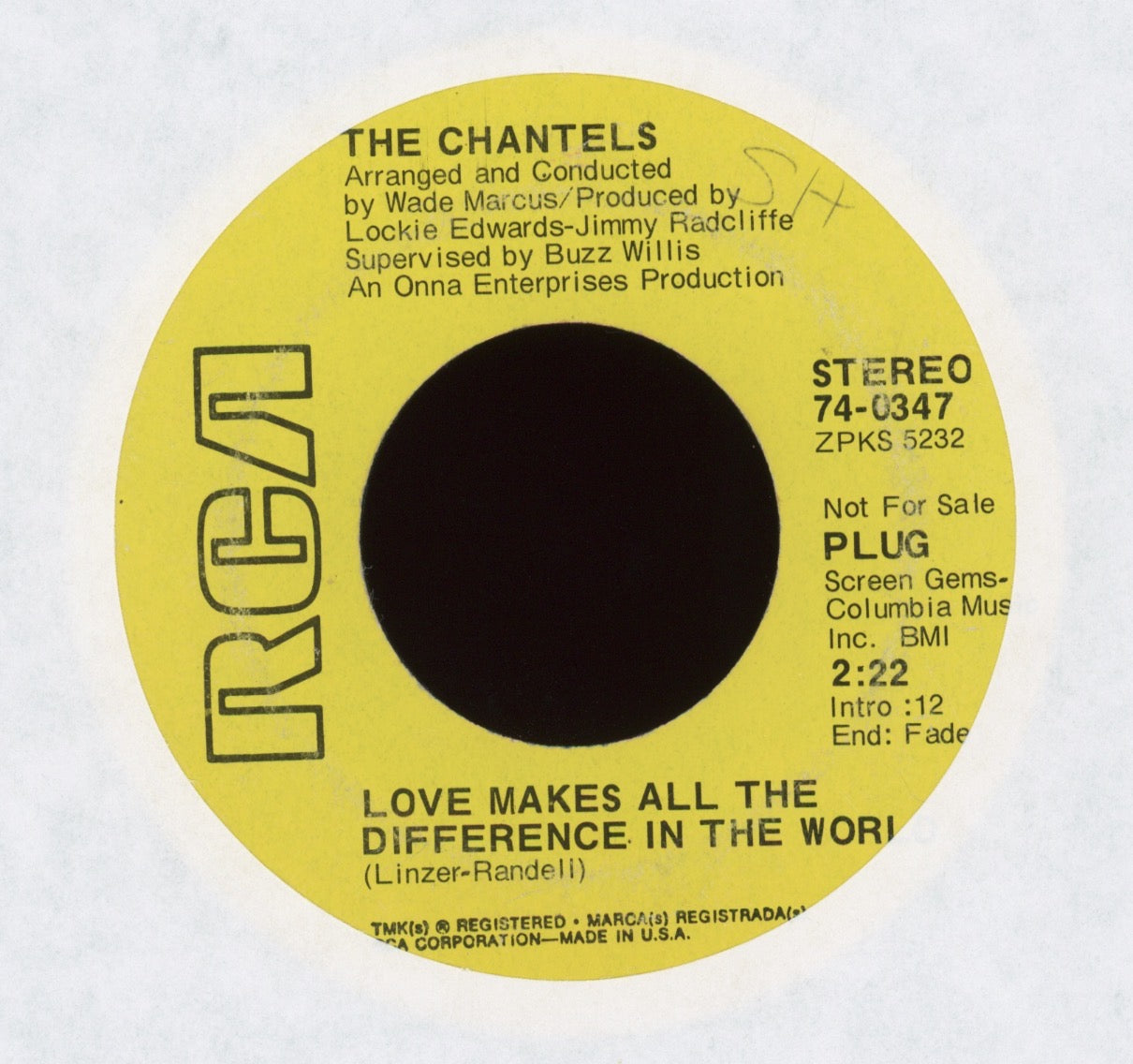 The Chantels - Love Makes All The Difference In The World / I'm Gonna Win Him Back on RCA Promo Soul 45