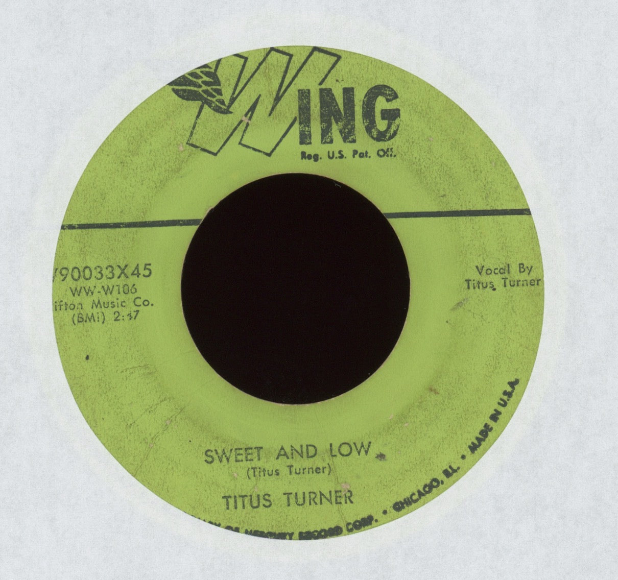 Titus Turner - Sweet And Low / Big John on Wing R&B Popcorn 45