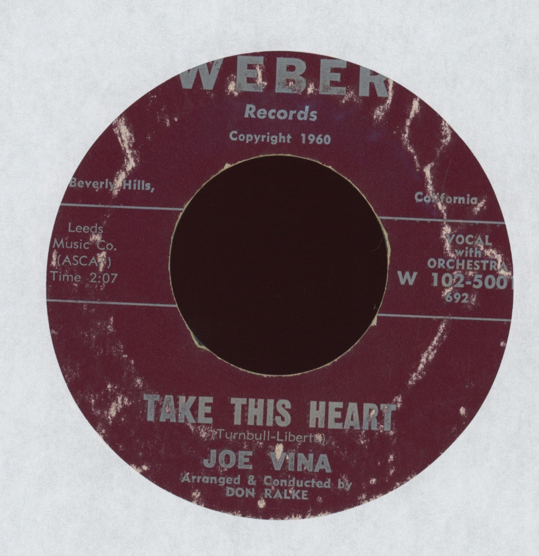 Joe Vina - You Walked All Over My Heart on Weber R&B Popcorn 45