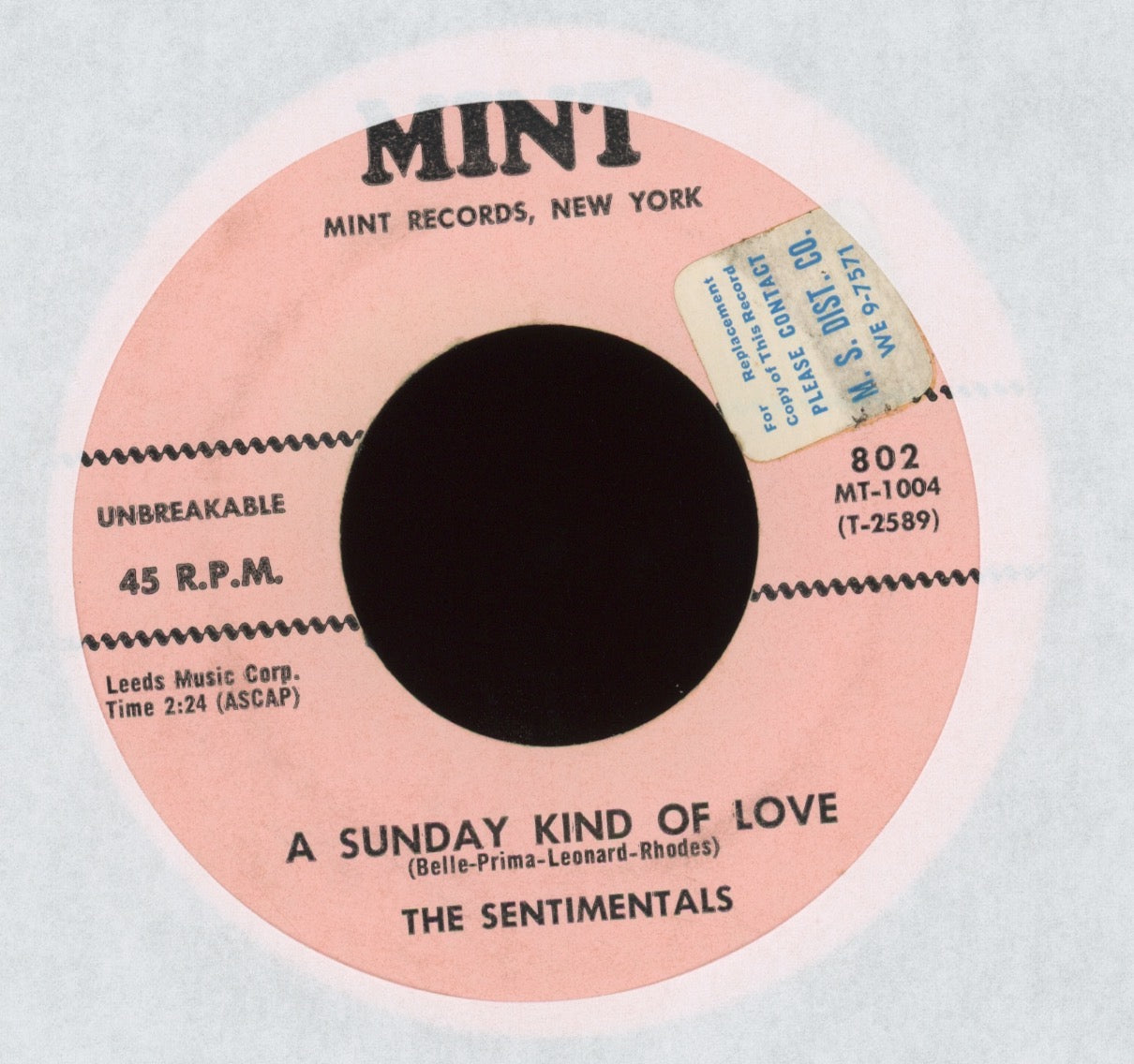 Sentimentals - A Sunday Kind Of Love / Wedding Bells on Mint Doo Wop 45