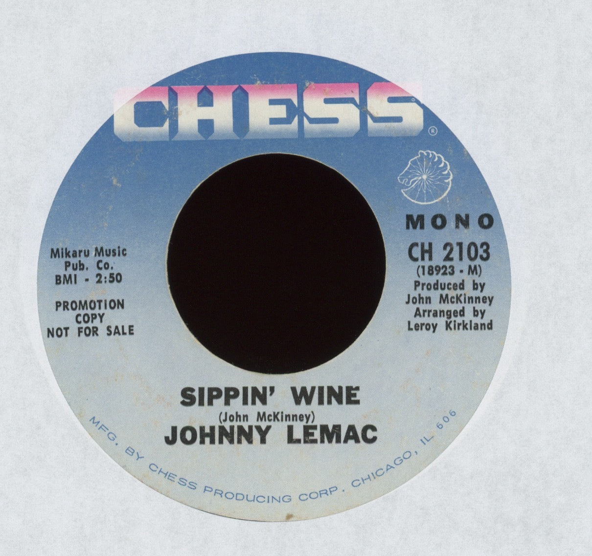 Johnny Lemac - Sippin' Wine / Yoke, Stroke With Me Baby on Chess Soul 45