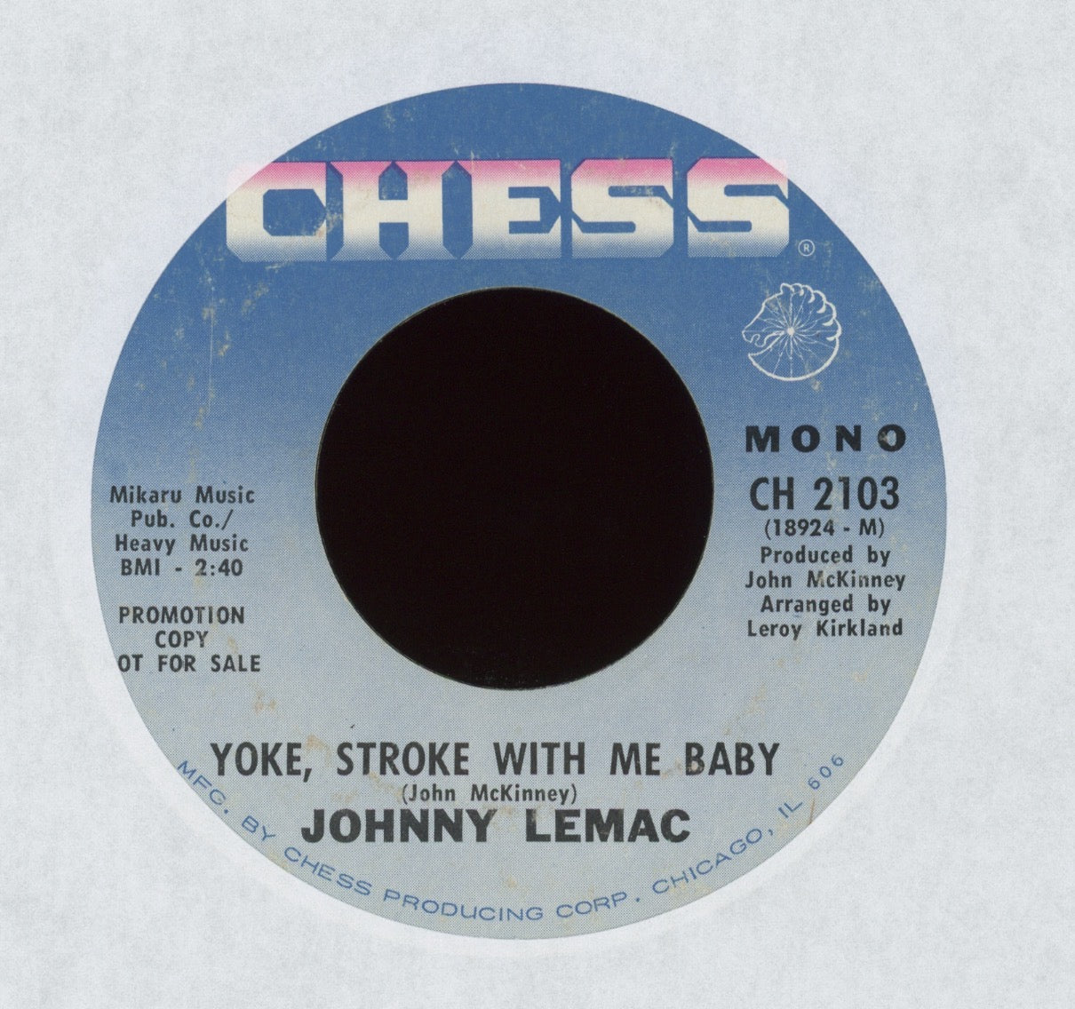 Johnny Lemac - Sippin' Wine / Yoke, Stroke With Me Baby on Chess Soul 45