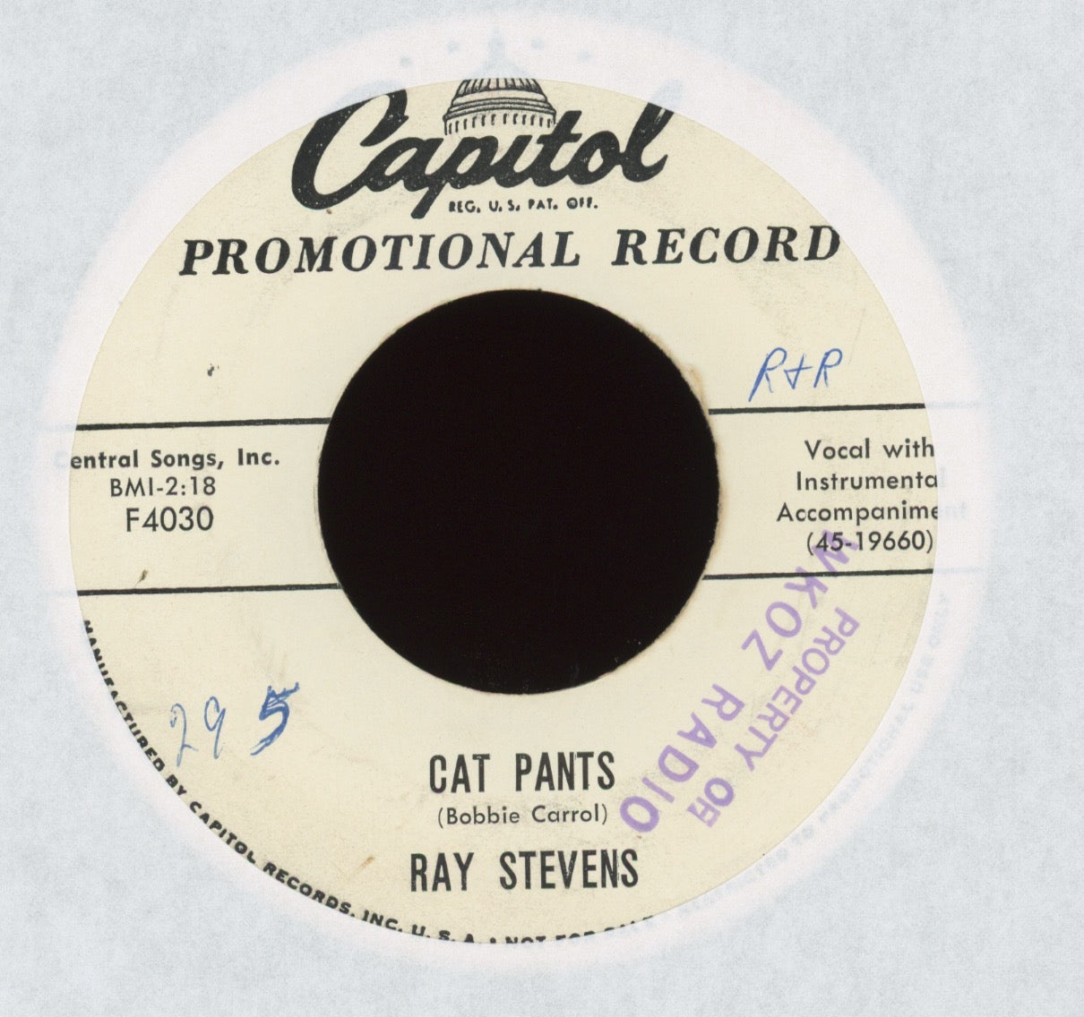 Ray Stevens - Cat Pants on Capitol Promo Rocker 45