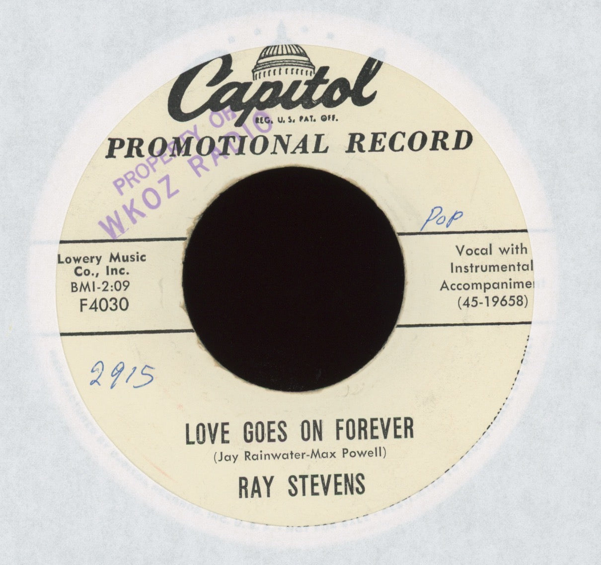 Ray Stevens - Cat Pants on Capitol Promo Rocker 45