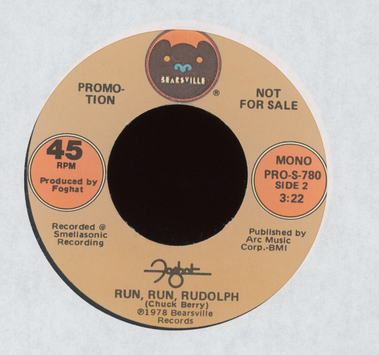 Foghat - Run, Run, Rudolph on Bearsville Promo Christmas 45