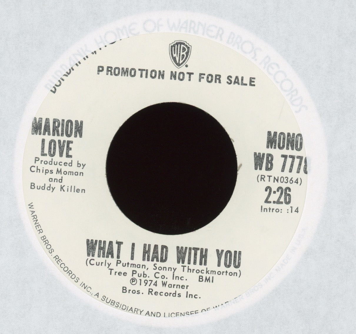 Marian Love - What I Had With You on Warner Bros. Promo Soul 45