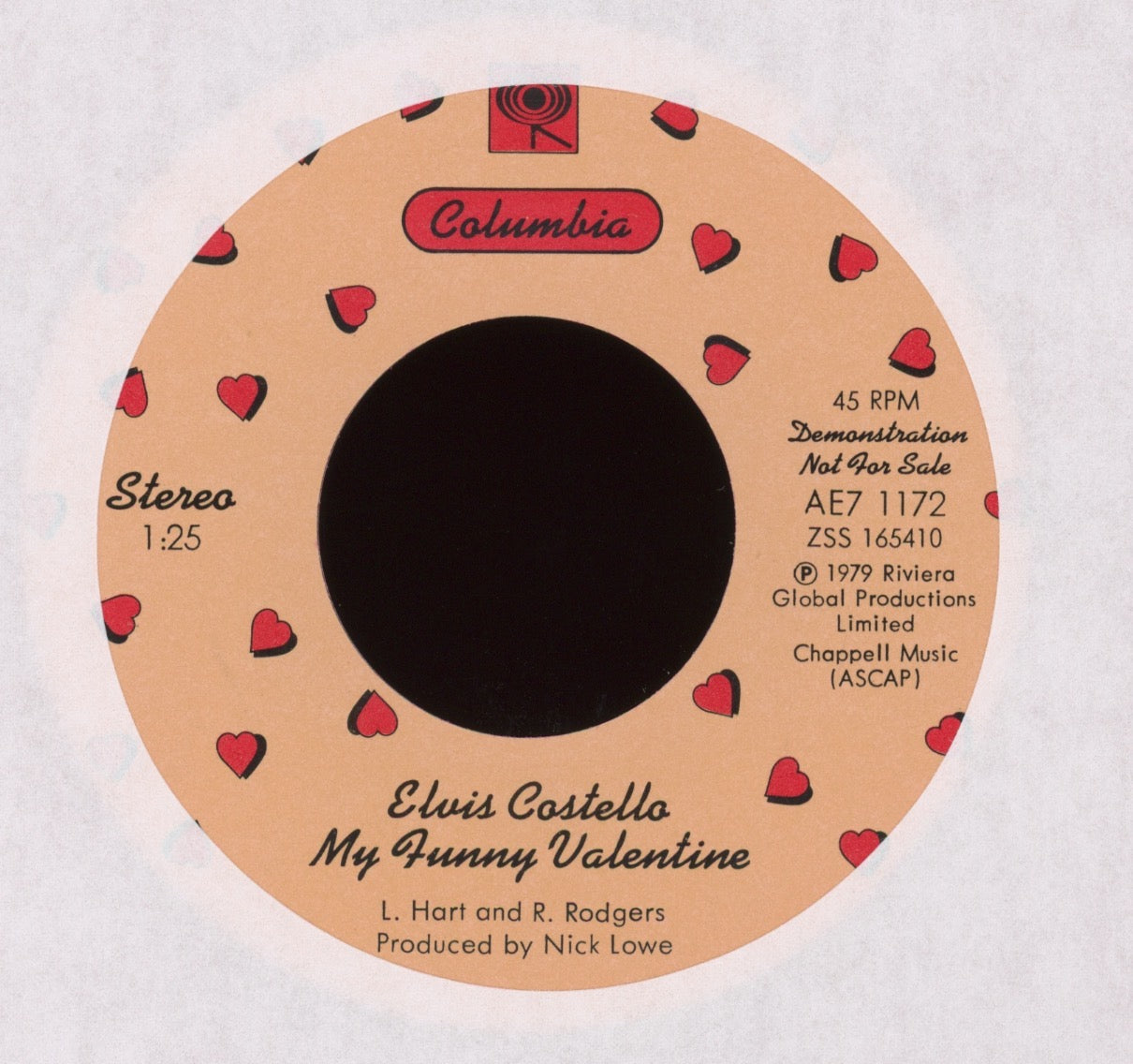 Elvis Costello - (What's So Funny 'Bout) Peace, Love And Understanding / My Funny Valentine on Columbia Promo Red Vinyl Rock 45