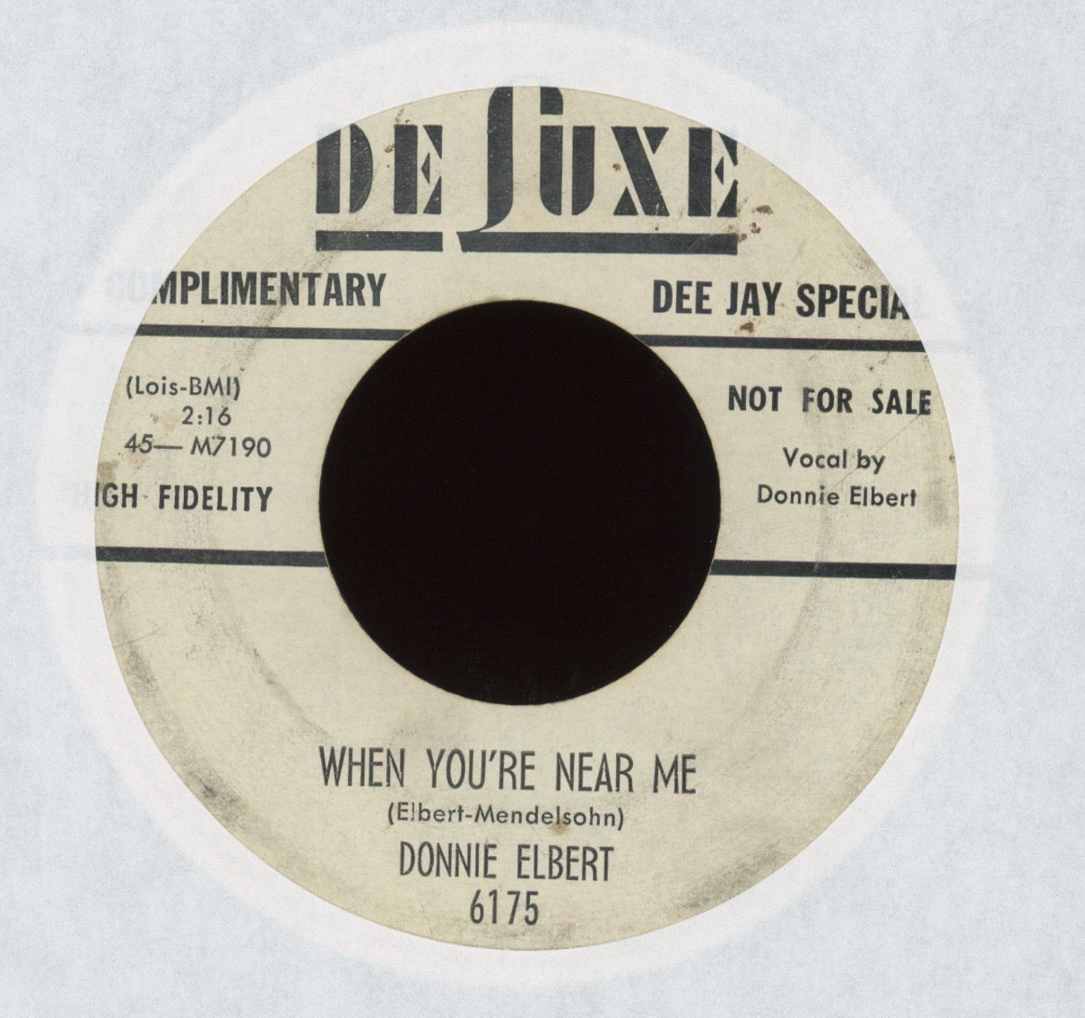 Donnie Elbert - When You're Near Me / Just A Little Bit Of Lovin on Deluxe Promo R&B 45