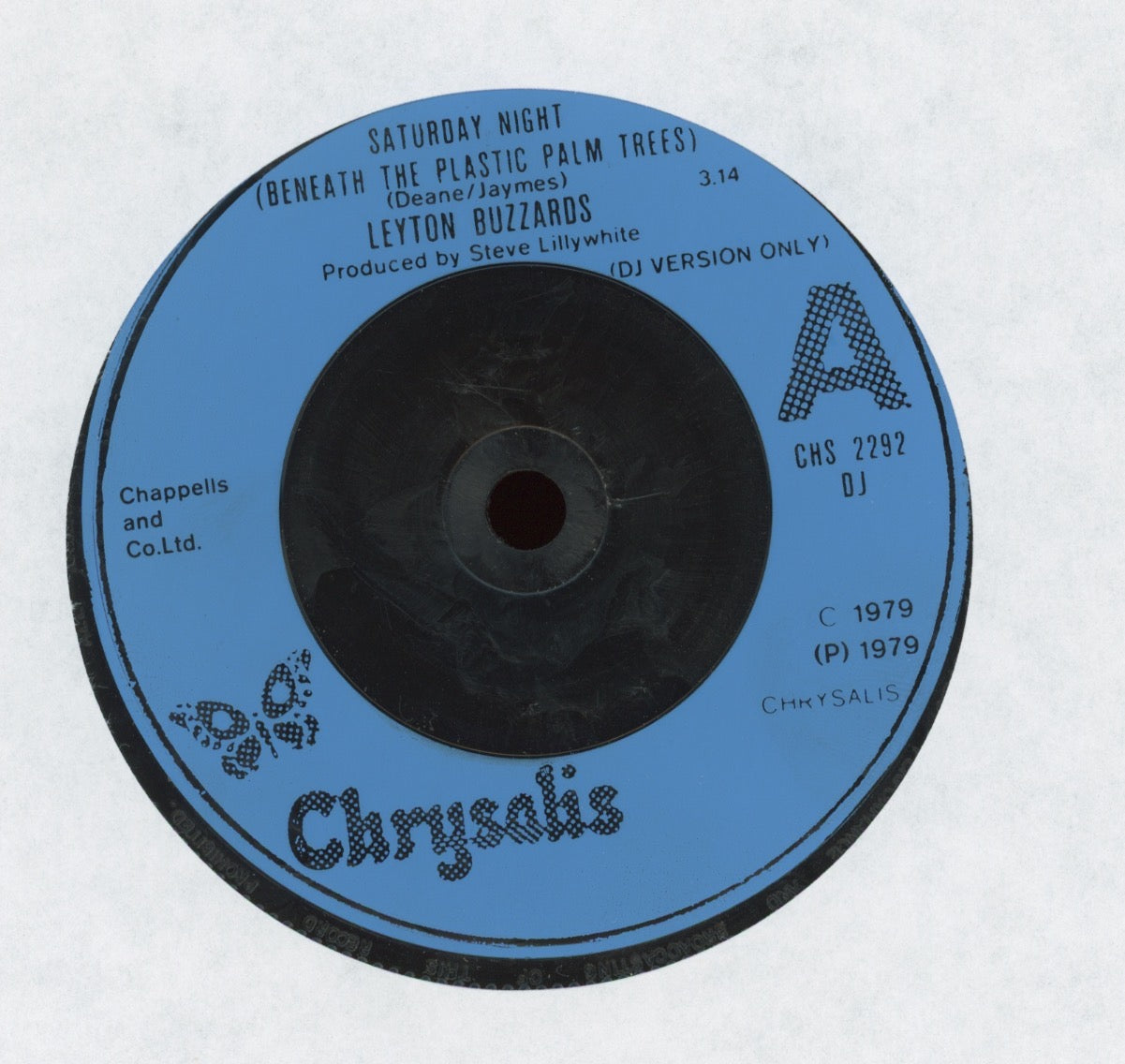 Leyton Buzzards - Saturday Night Beneath The Plastic Palm Trees on Chrysalis Promo Punk 45 UK Pressing