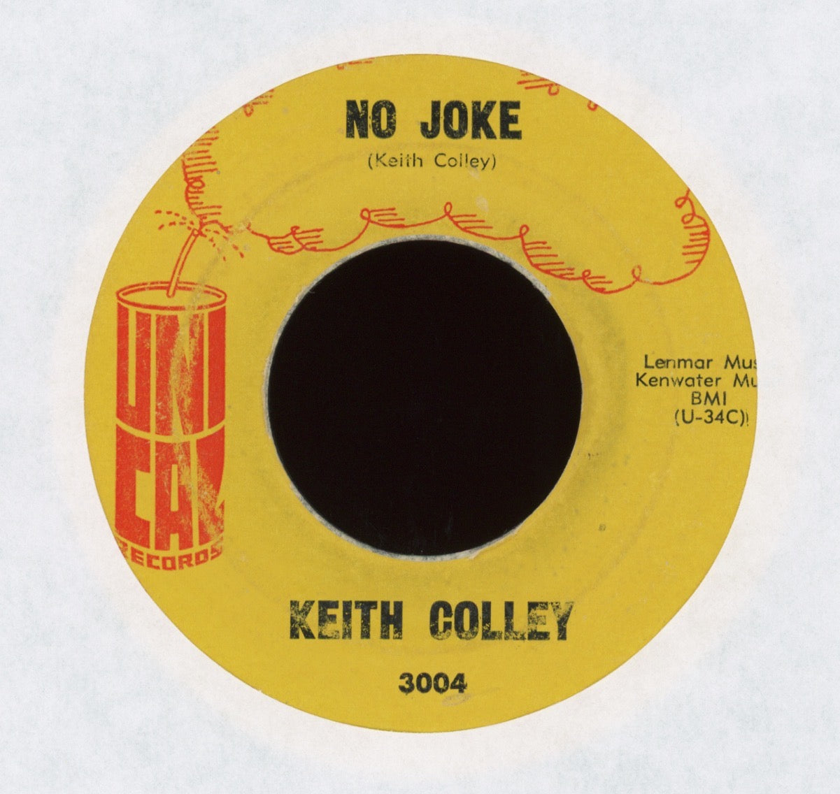 Keith Colley - Heartbreaker, U.S.A. / No Joke on Unical Rock & Roll 45