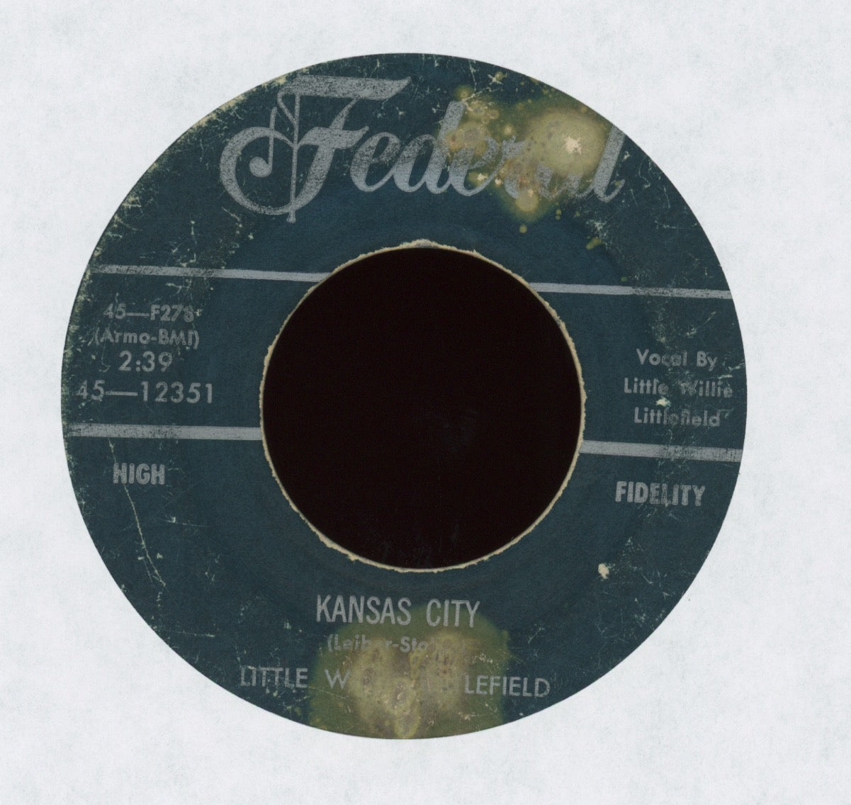 Little Willie Littlefield - Kansas City / The Midnight Hour Was Shining on Federal Blues R&B 45