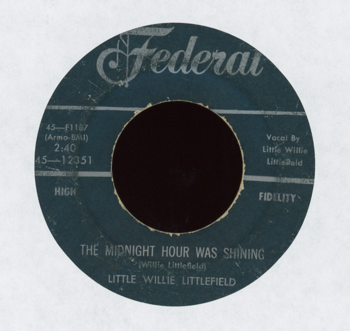 Little Willie Littlefield - Kansas City / The Midnight Hour Was Shining on Federal Blues R&B 45