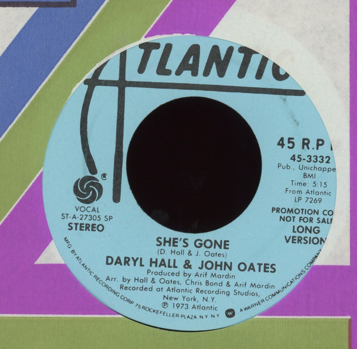 Daryl Hall & John Oates - She's Gone on Atlantic Promo 45