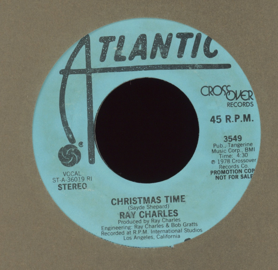 Ray Charles - Christmas Time on Atlantic Promo Christmas 45