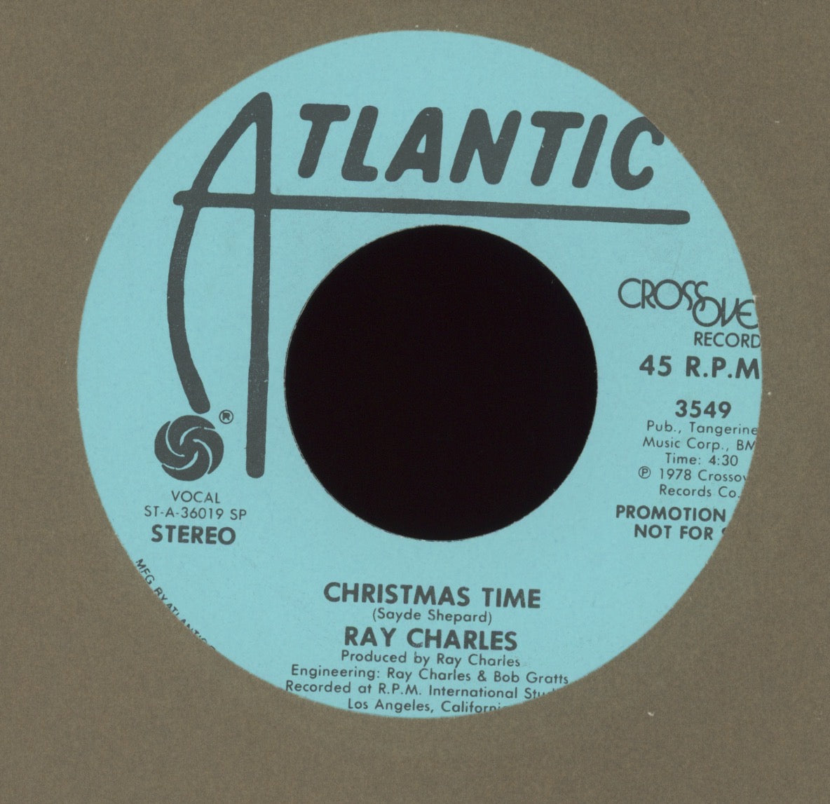 Ray Charles - Christmas Time on Atlantic Promo Christmas 45