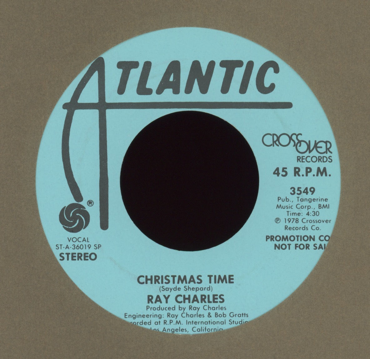 Ray Charles - Christmas Time on Atlantic Promo Christmas 45