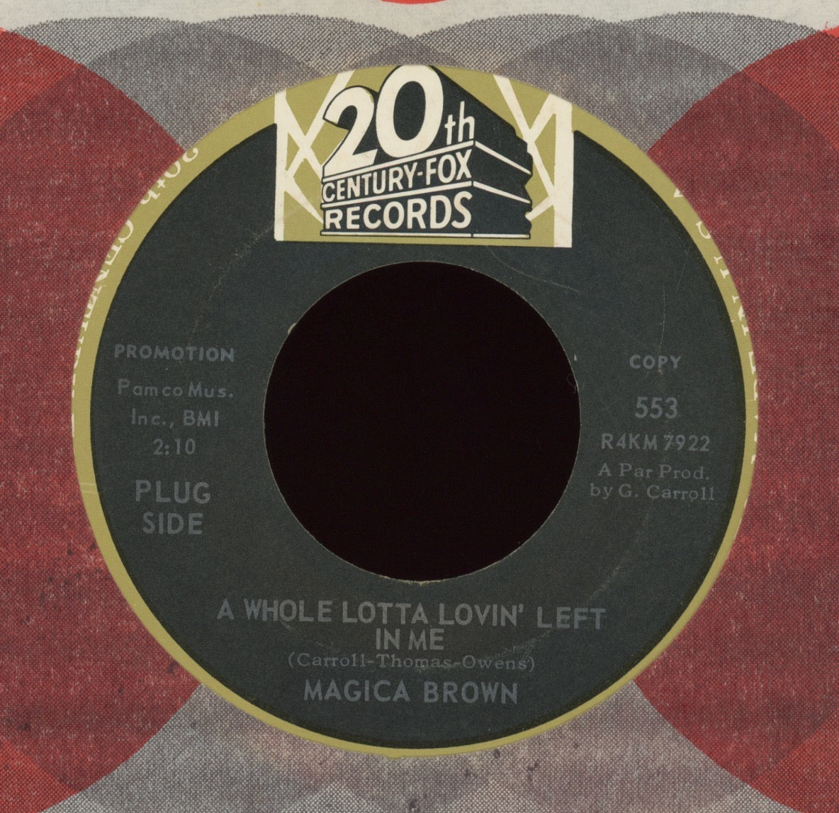 Magica Brown - A Whole Lotta Lovin' Left In Me / I Won't Be Back on 20th Century Fox Records Promo Soul 45