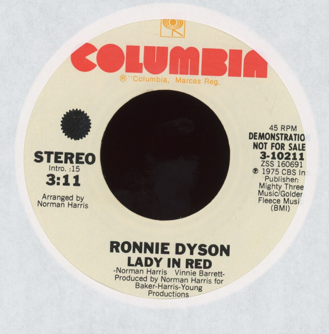 Ronnie Dyson - Lady In Red on Columbia Promo 70s Soul 45