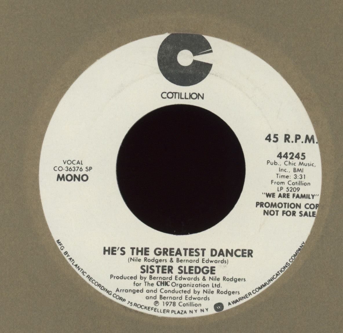 Sister Sledge - He's The Greatest Dancer on Cotillion Promo Disco 45