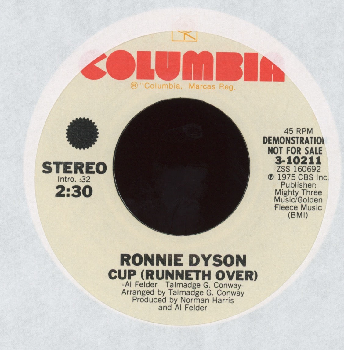 Ronnie Dyson - Lady In Red on Columbia Promo 70s Soul 45