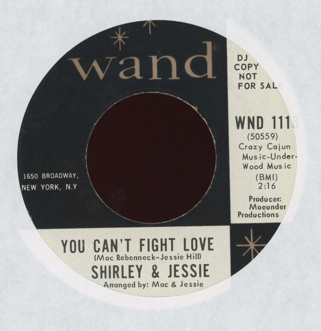 Shirley & Jessie - You Can't Fight Love on Wand Promo Northern Soul 45