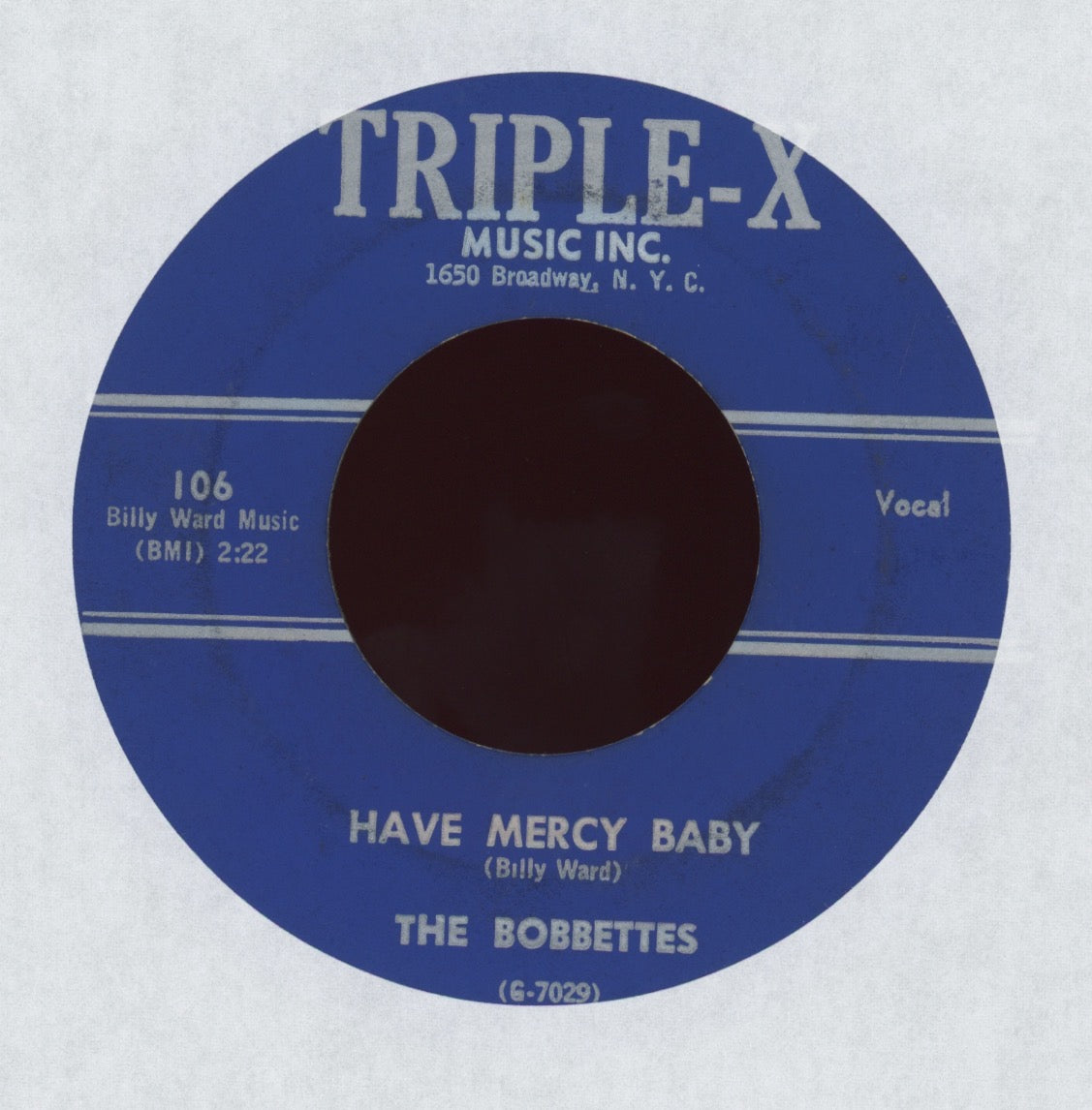 The Bobbettes - Have Mercy Baby on Triple X R&B 45