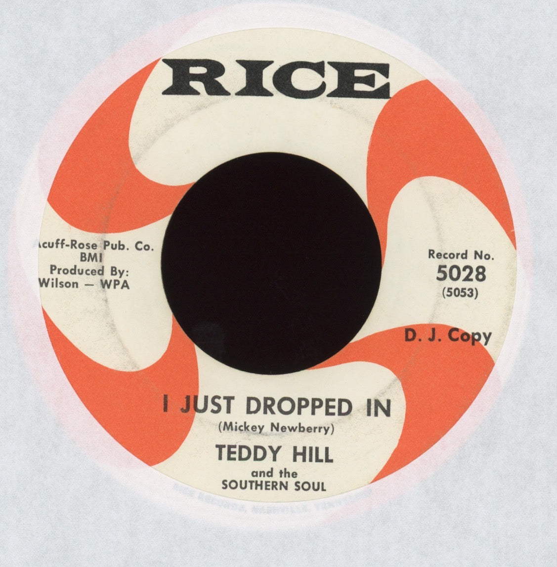 Teddy Hill and the Southern Soul - I Just Dropped In on Rice Promo Soul Funk 45