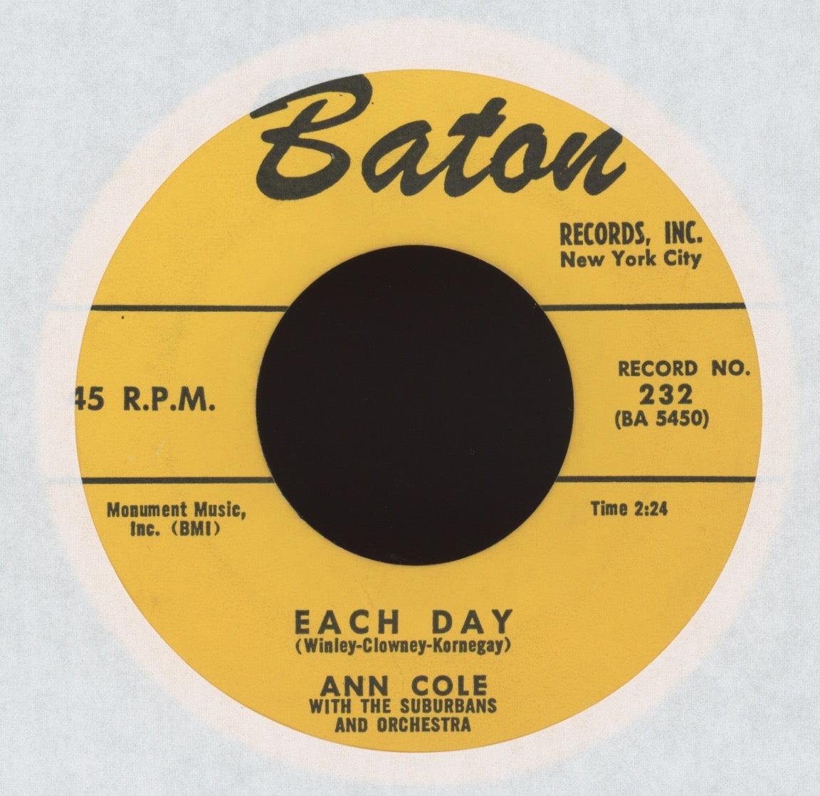 Ann Cole - Each Day on Baton R&B 45