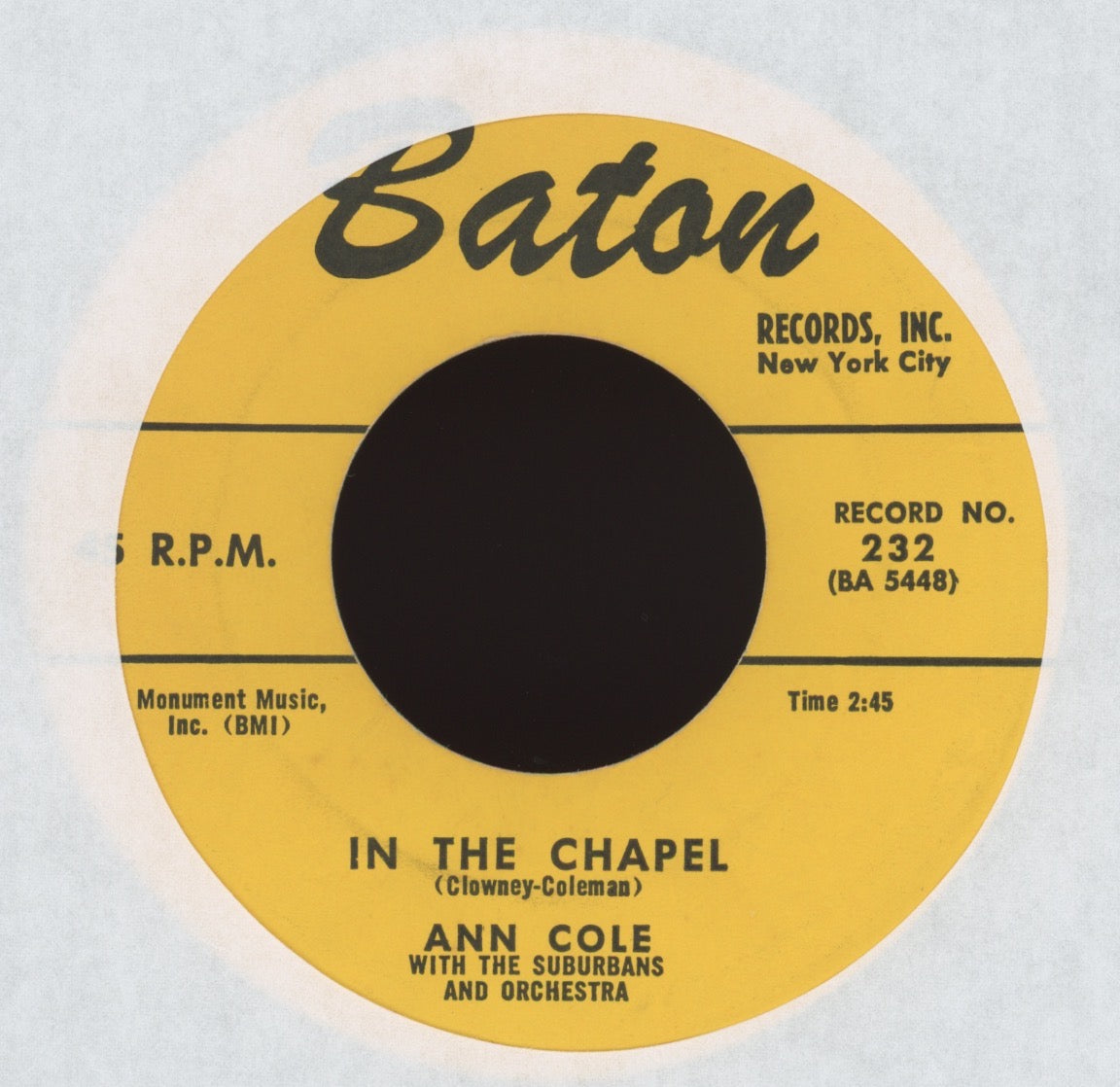 Ann Cole - Each Day on Baton R&B 45