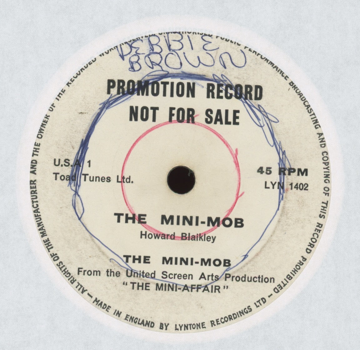 The Mini Mob - The Mini-Affair on Lyntone Promo Pop Rock 45