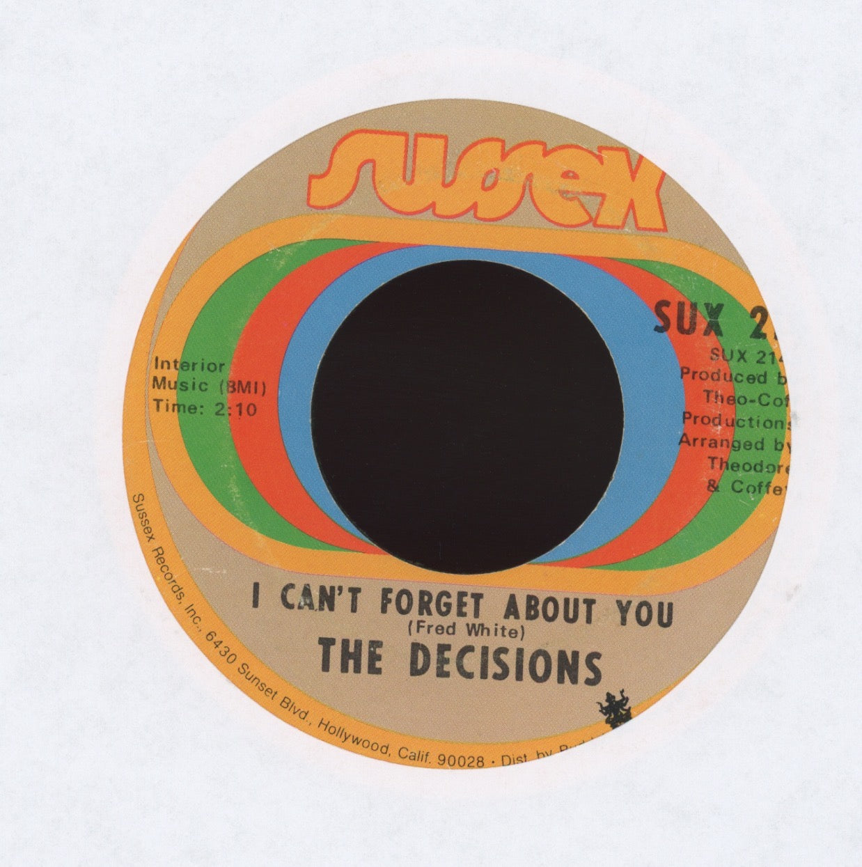 The Decisions - I Can't Forget About You on Sussex Northern Soul 45