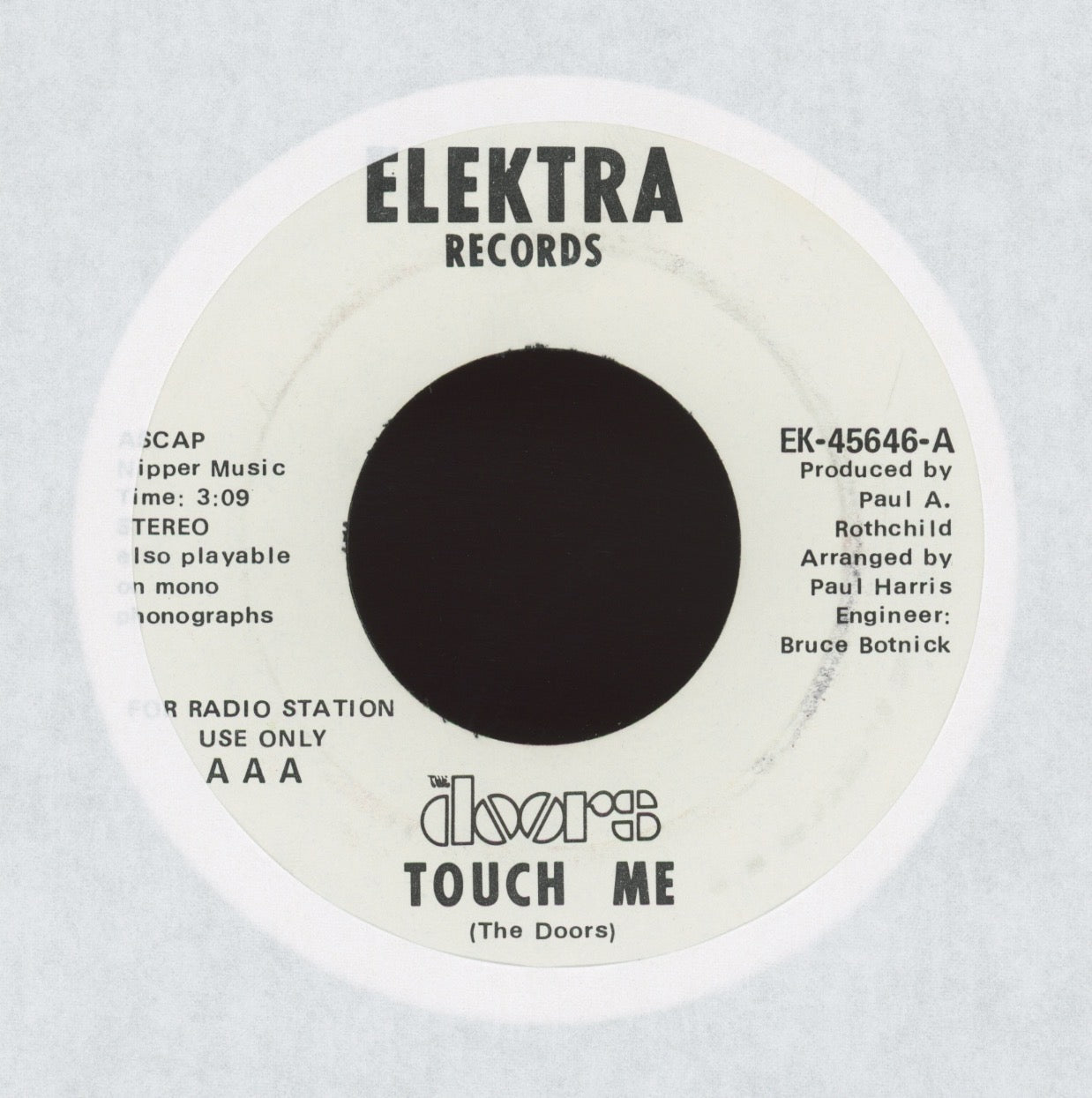 The Doors - Touch Me / Wild Child on Elektra Promo Rock 45