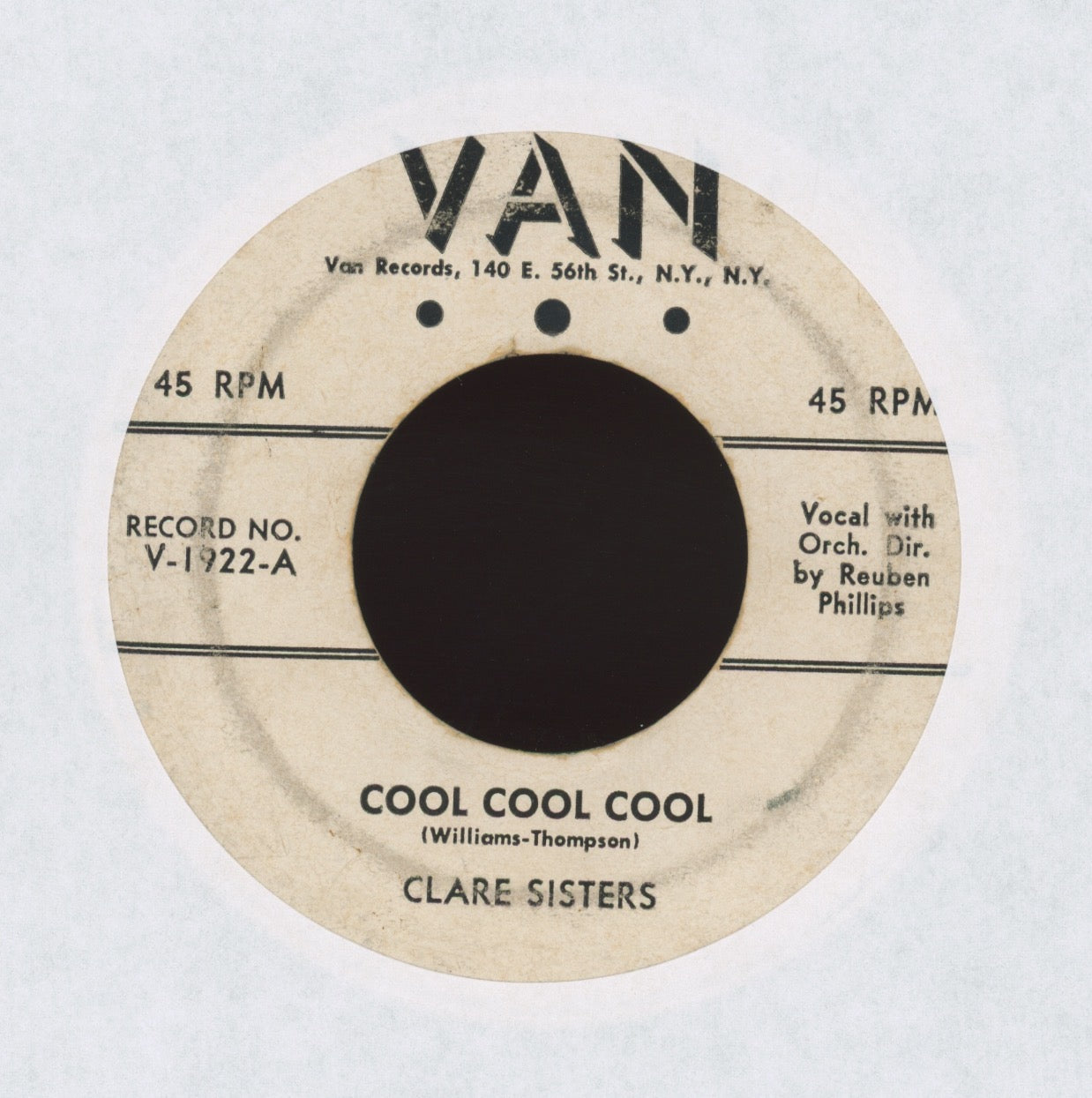 Clare Sisters - Cool Cool Cool on Van New Breed R&B Popcorn 45