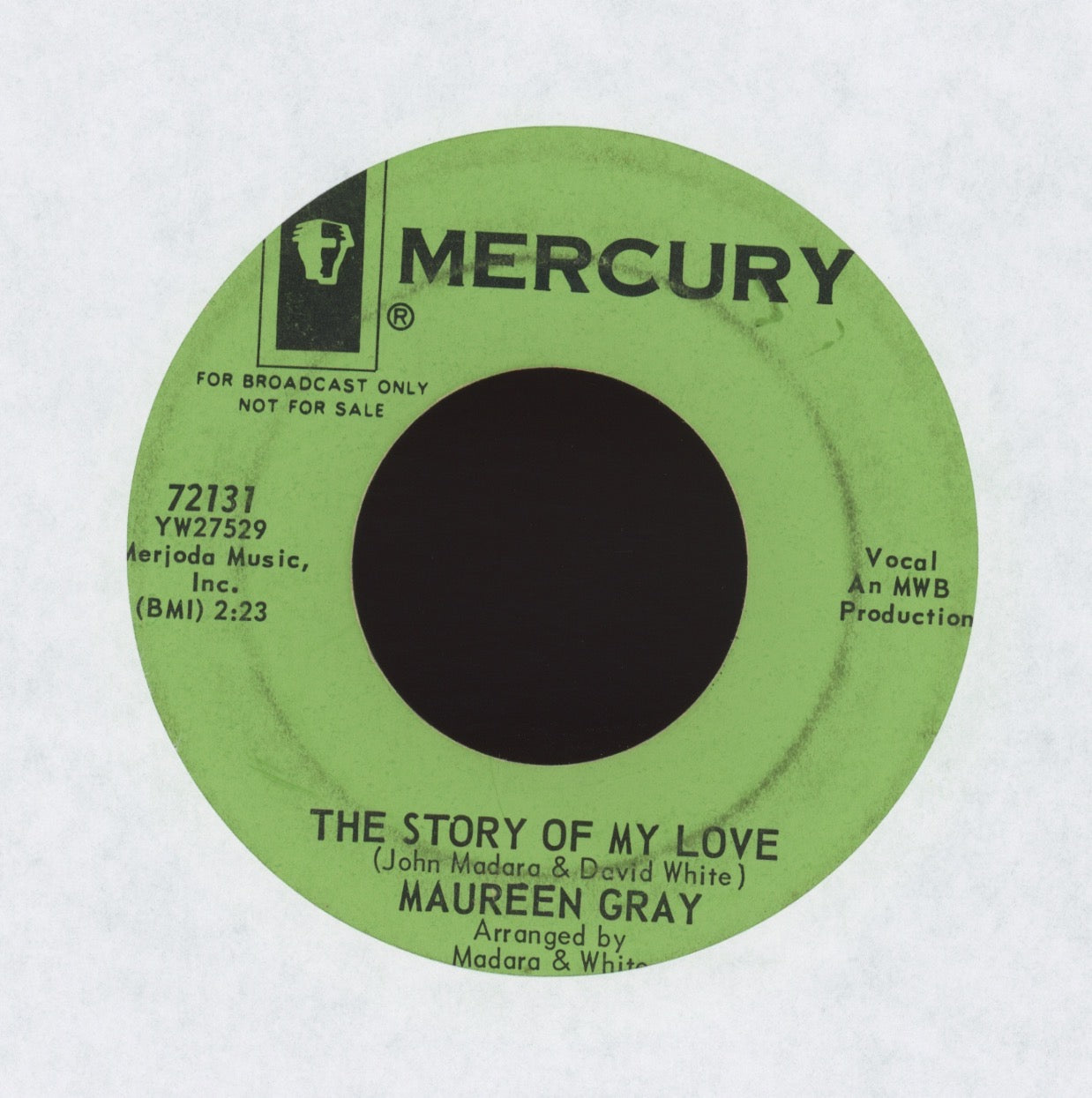 Maureen Gray - The Story Of My Love on Mercury Promo Girl Group Sound 45