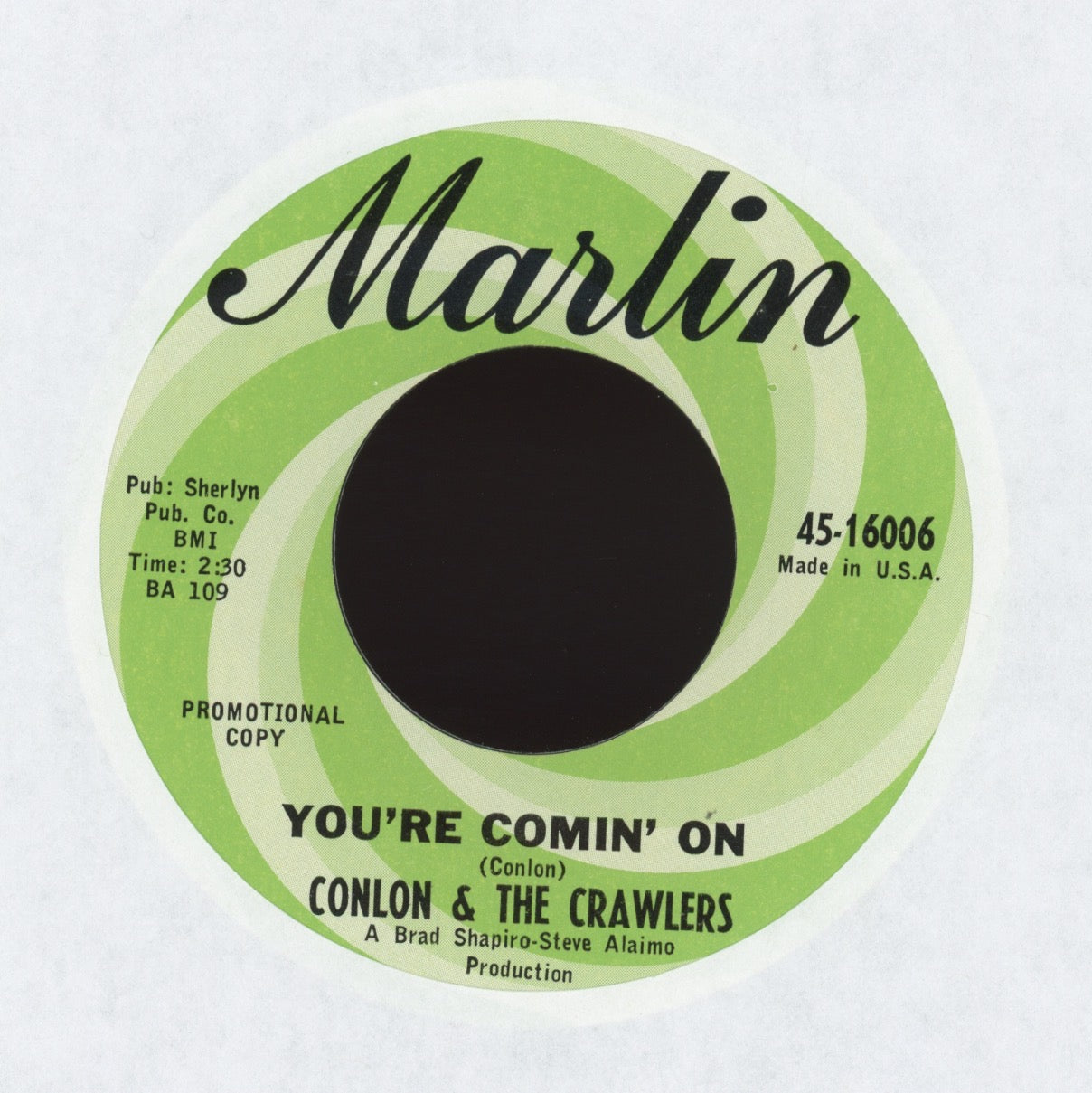 Conlon & The Crawlers - I Won't Tell on Marlin Promo Garage 45