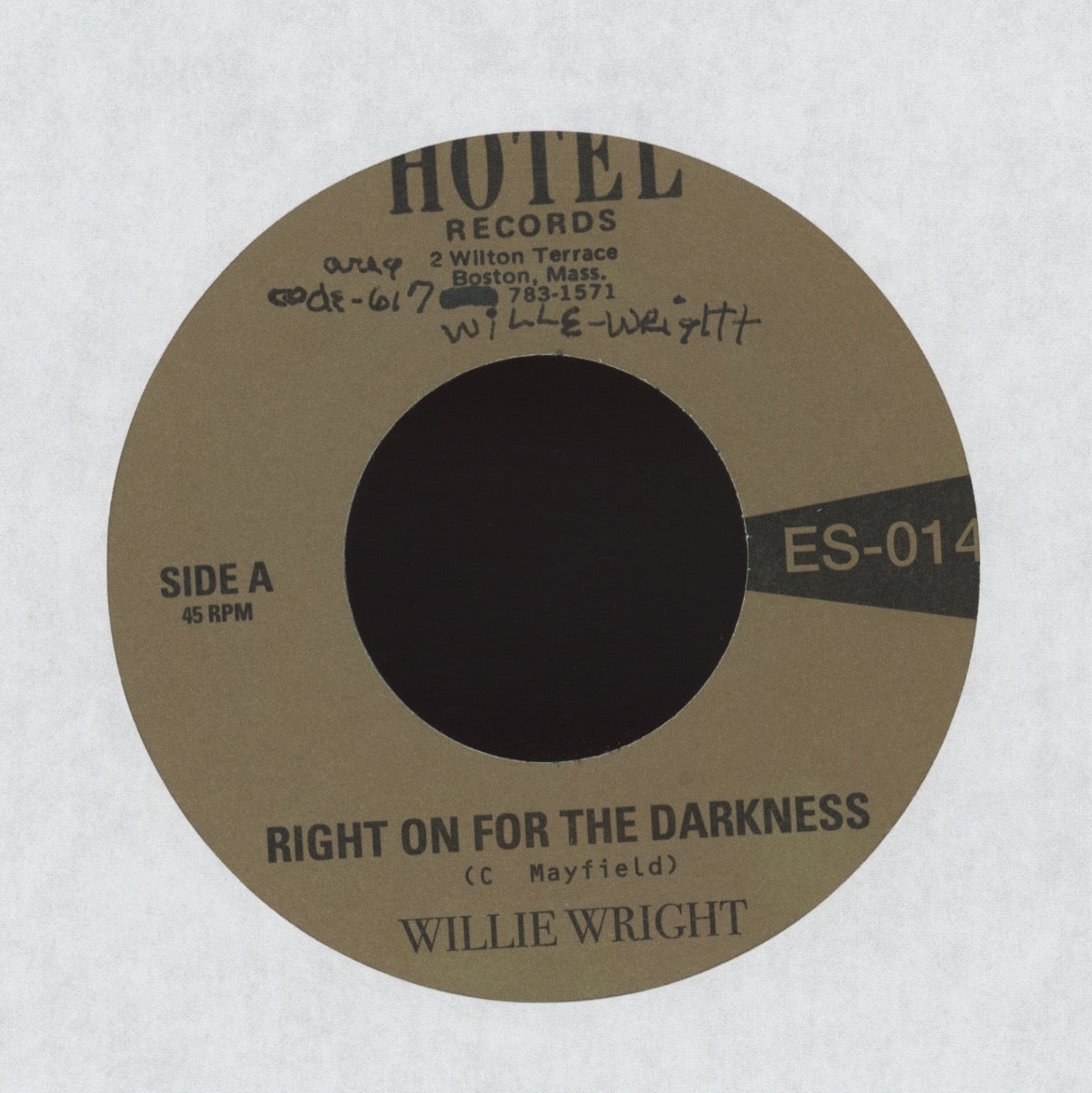 Willie Wright - Right On For The Darkness on Hotel Records Reissue Funk 45