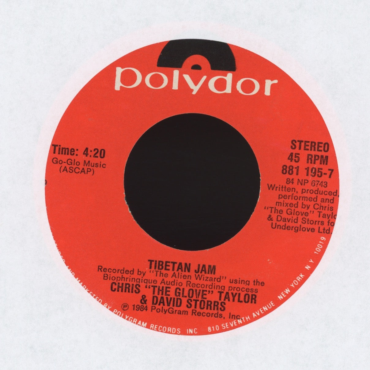 Chris "The Glove" Taylor - Reckless on Polydor Electro Rap 45