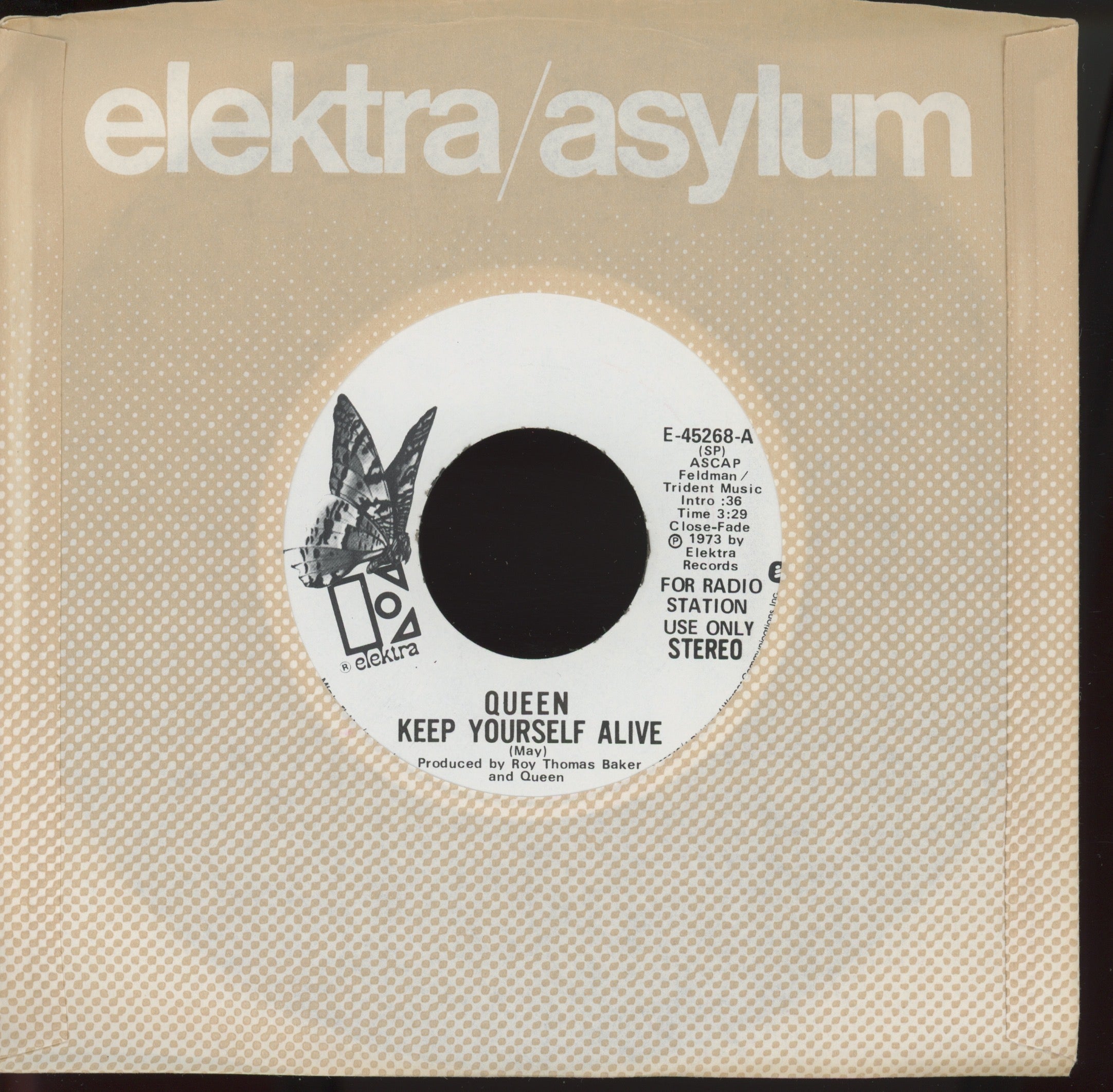 Queen - Keep Yourself Alive on Elektra Promo Rock 45