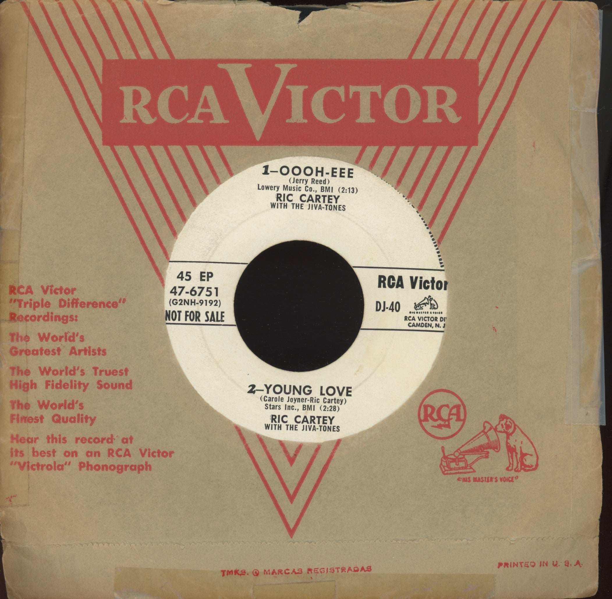 Ric Cartey With The Jiva-Tones - Ooooh-Eee / Young Love on RCA Victor Promo Rockabilly 45 EP