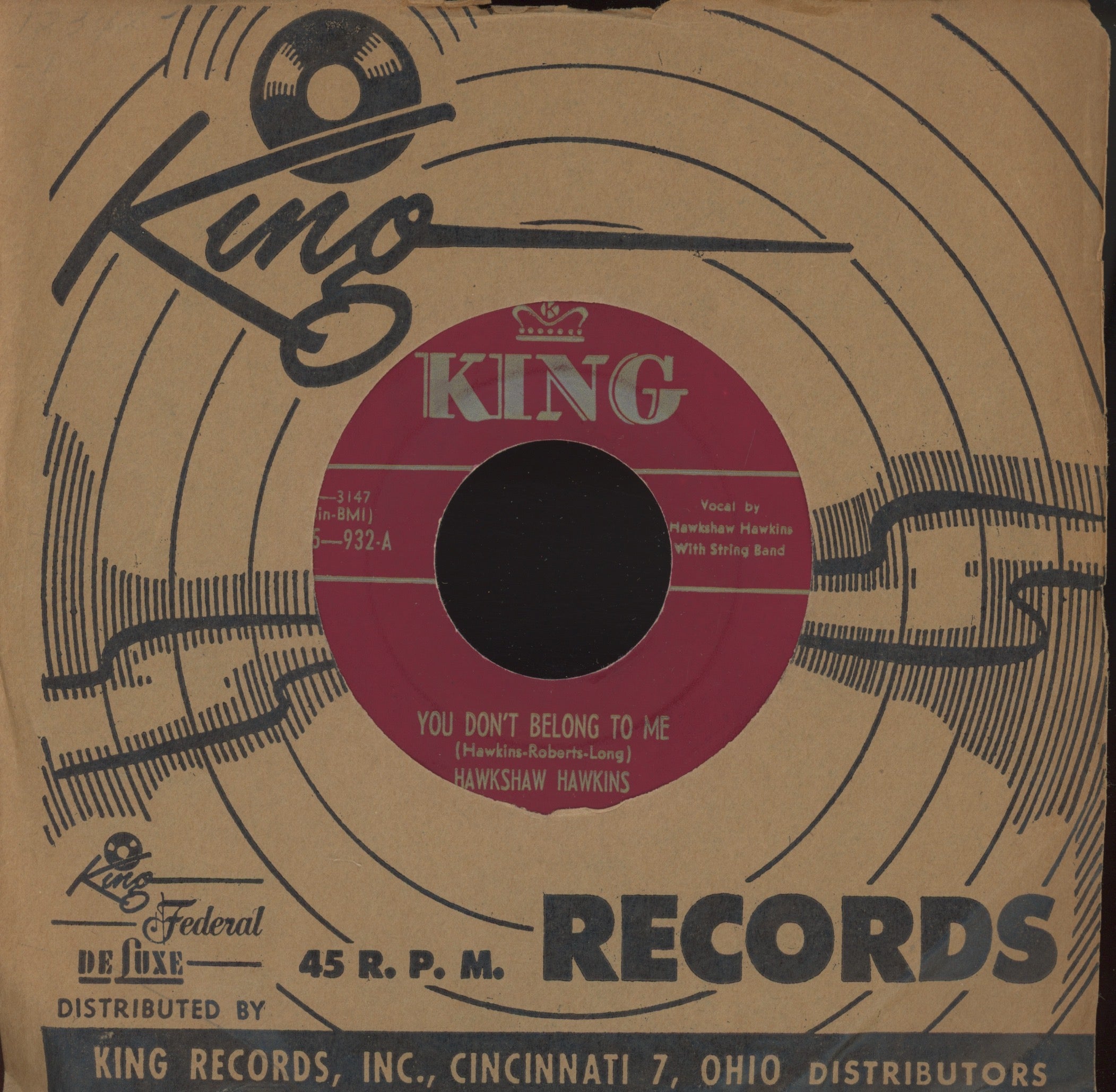 Hawkshaw Hawkins - Shotgun Boogie on King Hillbilly Boogie 45