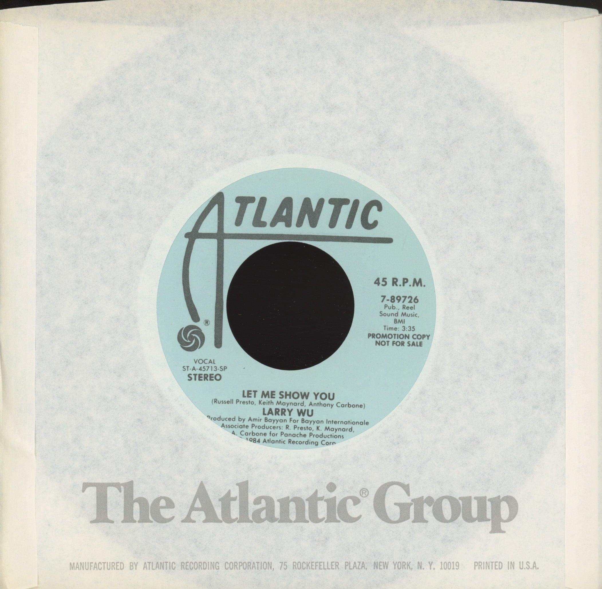 Larry Wu - Let Me Show You on Atlantic Promo Modern Soul 45