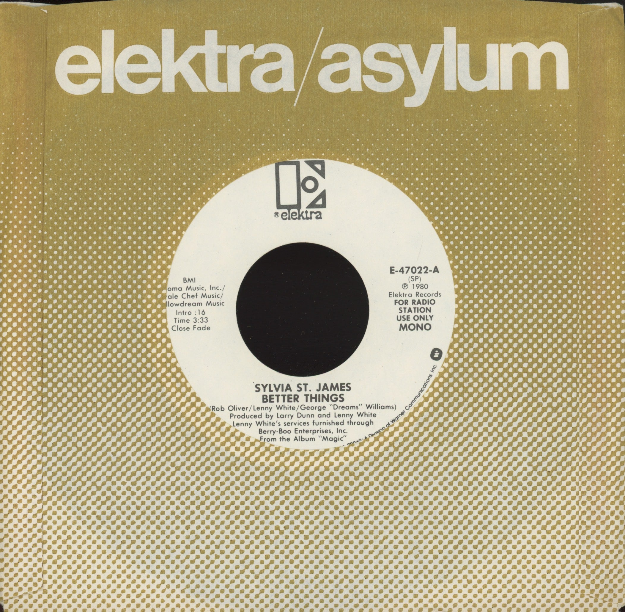 Sylvia St. James - Better Things on Elektra Promo Modern Soul 45